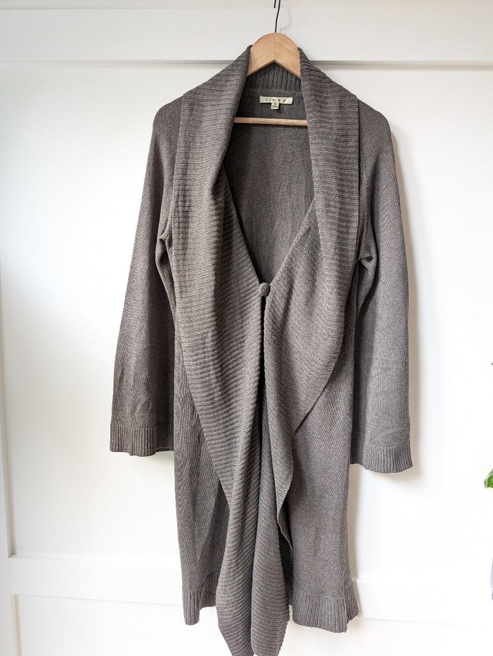 CAbi Brown Draped Shawl Collar Cardigan Sweater